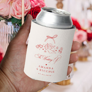 Met de hand getekende cherubijn vintage cupido huw blikjeskoeler