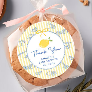 Met de hand getekende citrus citroen baby shower s ronde sticker