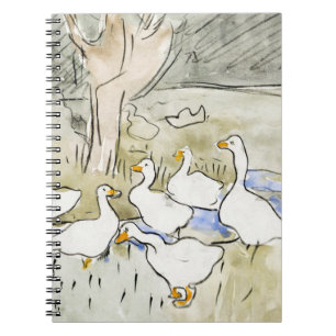 Met de hand getekende Cute Duck-foto's White Duck Notitieboek