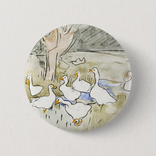 Met de hand getekende Cute Duck-foto's White Duck Ronde Button 5,7 Cm