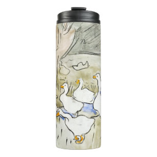 Met de hand getekende Cute Duck-foto's White Duck Thermosbeker