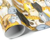 Met de hand getekende cute Kittens patroonpakkette Cadeaupapier (Rol Hoek)