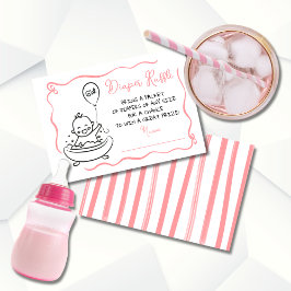 Met de hand getekende Diaper Raffle Girl Kaart