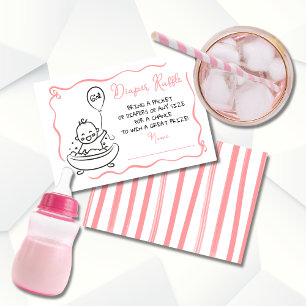Met de hand getekende Diaper Raffle Girl Kaart