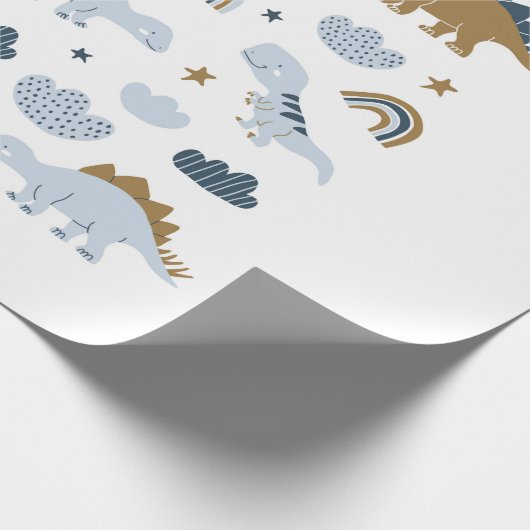 Met de hand getekende dinosaurussen in scandinavis cadeaupapier (Hoek)