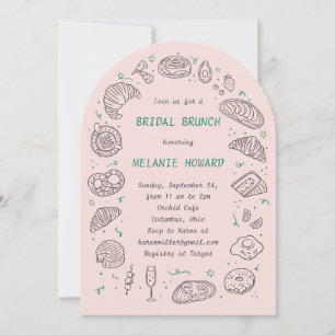 Met de hand getekende 'doodle' bruiloft brunch uit kaart