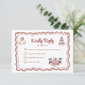 Met de hand getekende Doodles Italian Wedding RSVP (Staand voorkant)