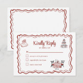 Met de hand getekende Doodles Italian Wedding RSVP (Voorkant / Achterkant)
