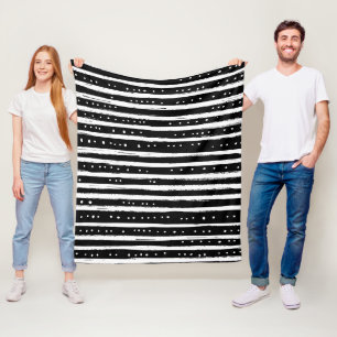 Met de hand getekende droge borstelstreep in zwart fleece deken
