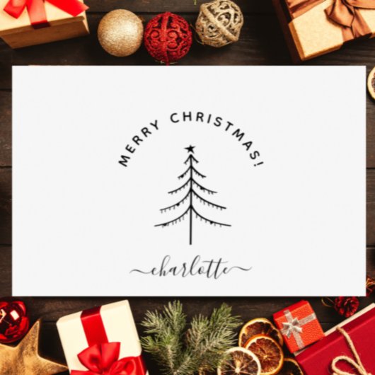 Met de hand getekende Elegant Merry Kerstfeestdag Rubberstempel