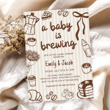 Met de hand getekende 'Er brouwt een baby koffie'