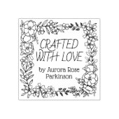 Met de hand getekende Floral Square Crafted with L Rubberstempel (Afrduk)