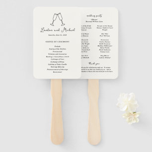 Met de hand getekende fluiten Doodle modern huweli Handwaaier