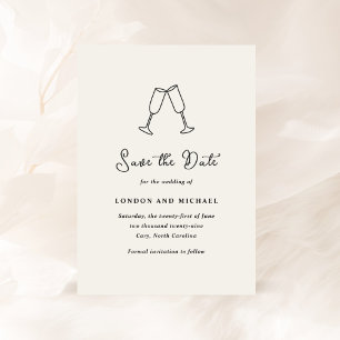 Met de Hand Getekende Fluiten Doodle Moderne Trouw Save The Date