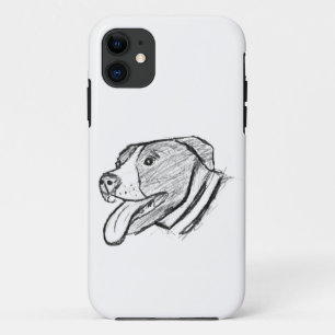 met de hand getekende foto van pitbull hond dieren iPhone 11 hoesje