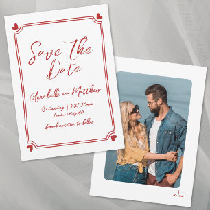 Met de Hand Getekende Foto Whimsical Eenvoudige Ro Save The Date