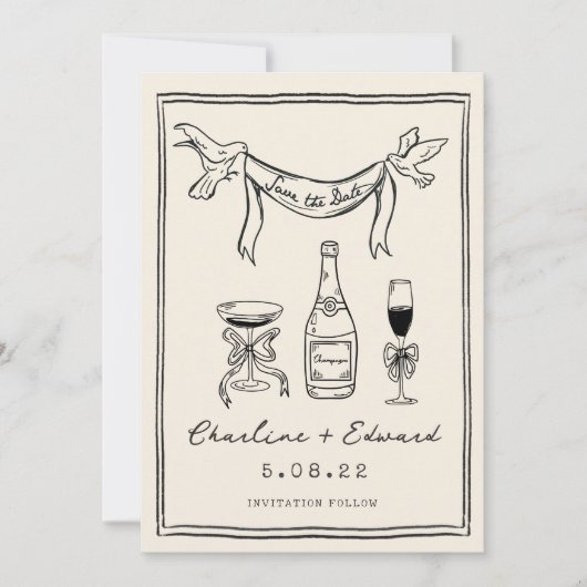 Met de hand getekende funky handschrift save the d date (Voorkant)