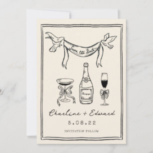 Met de hand getekende funky handschrift save the d date