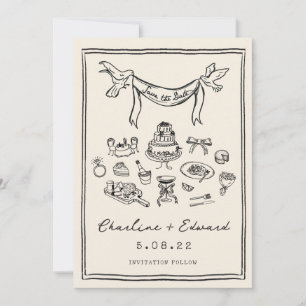 Met de hand getekende funky handschrift save the d date