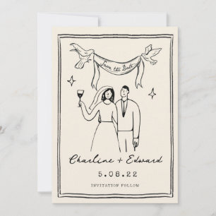 Met de hand getekende funky handschrift save the d date