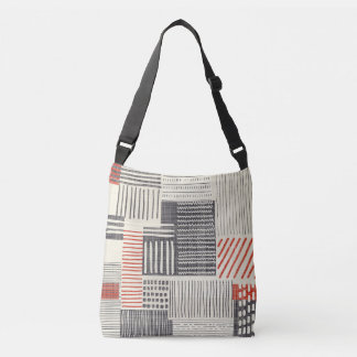 Met de hand getekende geometrische strepen, naadlo crossbody tas