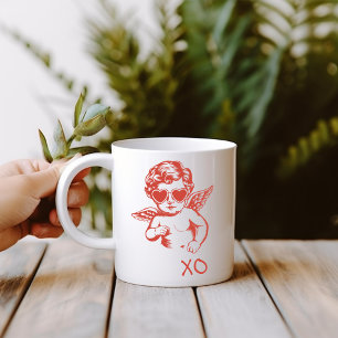 Met de hand getekende grappige romantische Cupido Mok