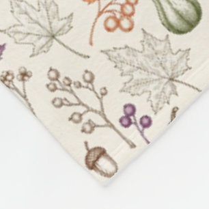 Met de hand getekende graveerstijl herfst groente fleece deken