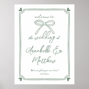 Met de Hand Getekende Groene Boog Whimsical Huweli Poster