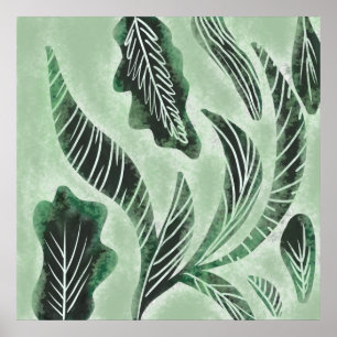 Met de Hand Getekende Groene Botanische Specialist Poster