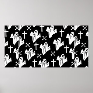Met de Hand Getekende Halloween Patroon Achtergron Poster