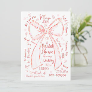 Met de Hand Getekende, Handgeschreven Gril Bridal Kaart