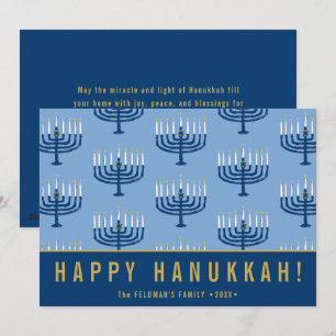 Met de hand getekende Hanukkah-kaarsen Gelukkig Ha Feestdagenkaart