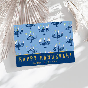 Met de hand getekende Hanukkah-kaarsen Gelukkig Ha Feestdagenkaart