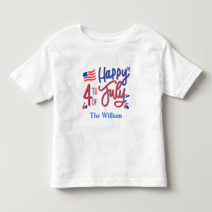 Met de hand getekende Happy 4 juli Red White en Bl Kinder Shirts