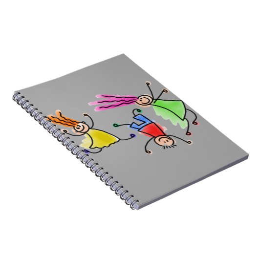 Met de hand getekende Happy Stick Figures Schets Notitieboek (Rechterzijde)