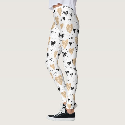 Met de hand getekende harten leggings (Links)
