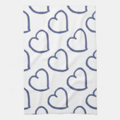 Met de hand getekende harten ontwerpen donkerblauw theedoek (Verticaal)