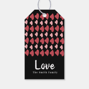 Met de hand getekende harten Valentijnsdag Zwart  Cadeaulabel
