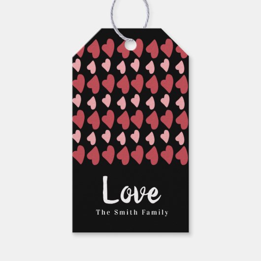 Met de hand getekende harten Valentijnsdag Zwart  Cadeaulabel (Voorkant)