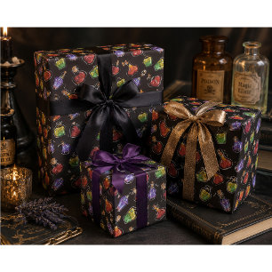 Met de Hand Getekende Hekserige Magische Toverdran Cadeaupapier