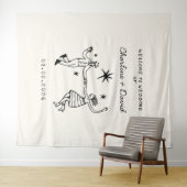 Met de Hand Getekende Huwelijksbegroeting met Krab Wandkleed (In Situ (horizontaal))