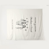 Met de Hand Getekende Huwelijksbegroeting met Krab Wandkleed (Voorkant (horizontaal))