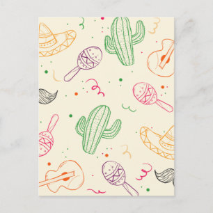 met de hand getekende illustratie van Cinco de May Briefkaart