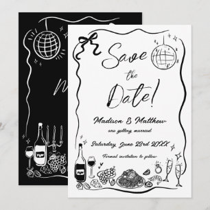 Met de Hand Getekende Illustraties Krabbel Doodles Save The Date