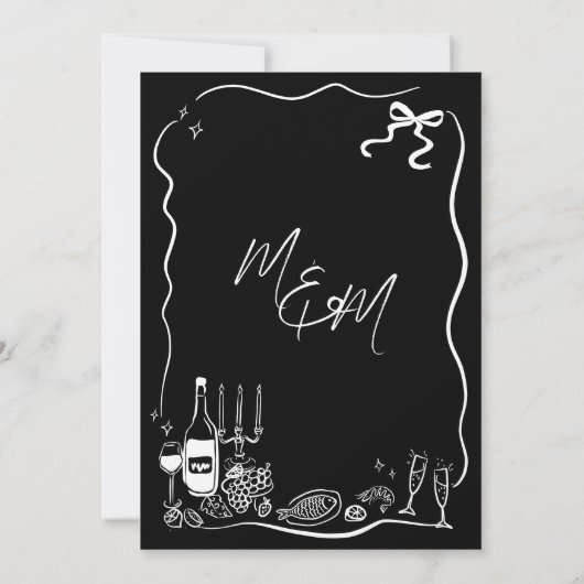 Met de Hand Getekende Illustraties Krabbel Doodles Save The Date (Achterkant)