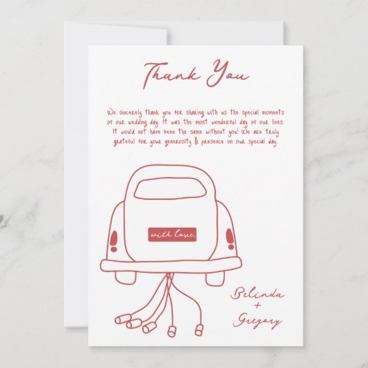 Met de hand getekende illustraties krabbels bruilo bedankkaart (Voorkant)