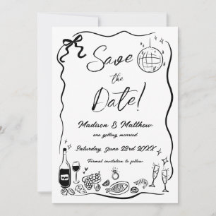 Met de Hand Getekende Illustraties Krabbels Bruilo Save The Date