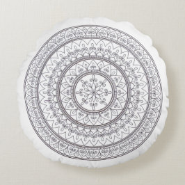 Met de hand getekende, ingewikkelde Mandala-kunst  Rond Kussen