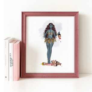 Met de hand getekende Kali maa, Indiase kunst Poster