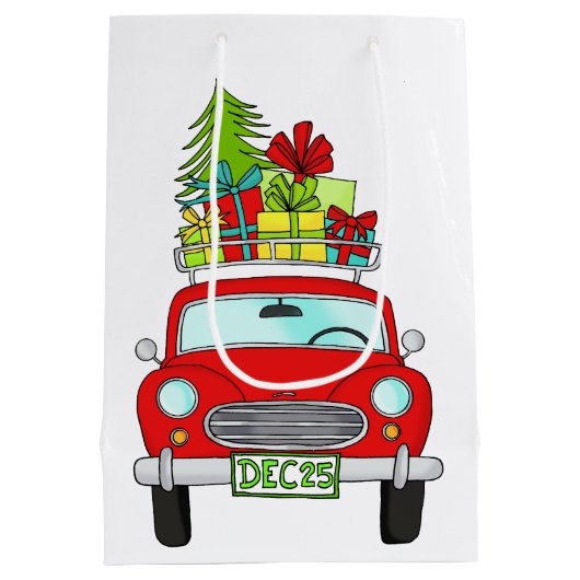 Met de hand getekende kerst medium cadeauzakje (Achterkant)